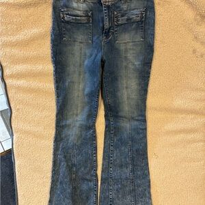 Stylish Blue High Rise Flare Women's Jeans